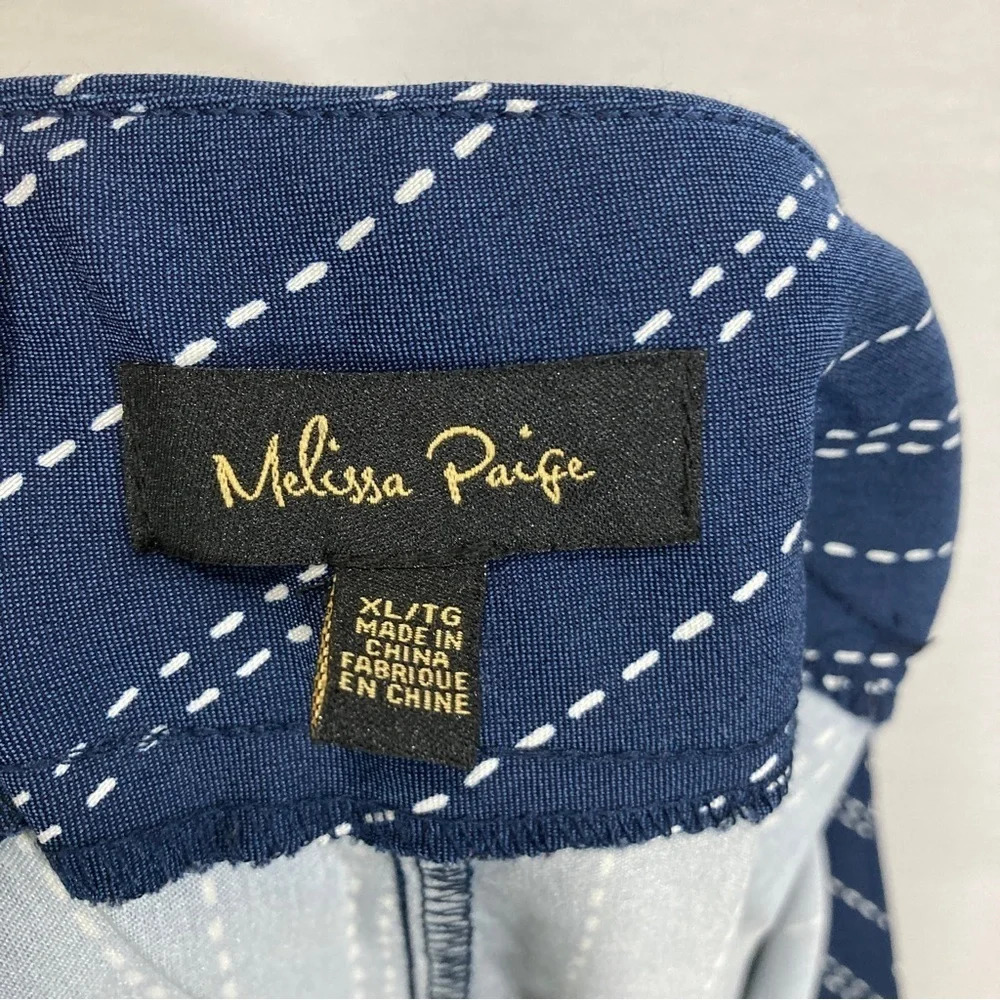 Melissa Paige Navy White Striped Pull-on Slim Leg Pants XL - Picture 2 of 8